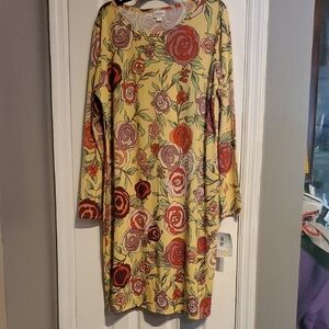 LuLaRoe Debbie  Long Sleeve Dress - Red and Purple Floral